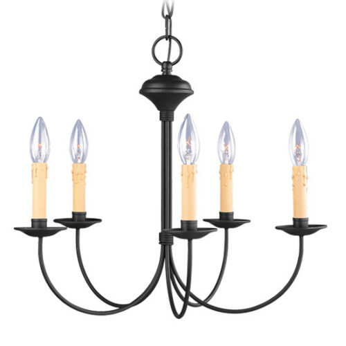 5 Light Black Chandelier with Steel base material-Lighting LumensChandeliers