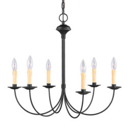 6 Light Black Chandelier with Steel base material-Lighting LumensChandeliers