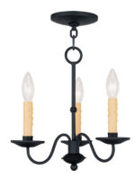 3 Light Black Mini Chandelier with Steel base material-Lighting LumensChandeliers