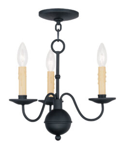 3 Light Black Mini Chandelier with Steel base material-Lighting LumensChandeliers