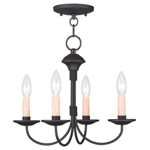 4 Light Black Mini Chandelier/Ceiling Light fixture with Steel base material-Lighting LumensChandeliers