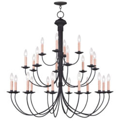 24 Light Black Chandelier with Steel base material-Lighting LumensChandeliers