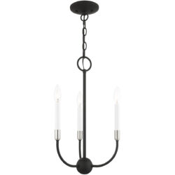 3 Light Black Chandelier with Steel base material-Lighting LumensChandeliers