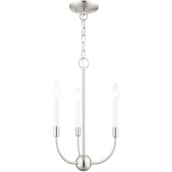 3 Light Brushed Nickel Chandelier with Steel base material-Lighting LumensChandeliers