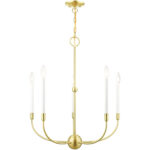 5 Light Satin Brass Chandelier with Steel base material-Lighting LumensChandeliers