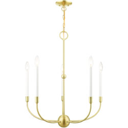 5 Light Satin Brass Chandelier with Steel base material-Lighting LumensChandeliers