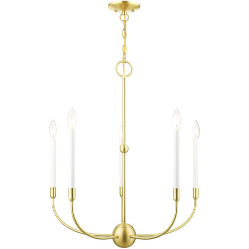 5 Light Satin Brass Chandelier with Steel base material-Lighting LumensChandeliers