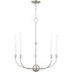 5 Light Brushed Nickel Chandelier with Steel base material-Lighting LumensChandeliers