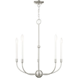 5 Light Brushed Nickel Chandelier with Steel base material-Lighting LumensChandeliers