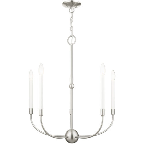 5 Light Brushed Nickel Chandelier with Steel base material-Lighting LumensChandeliers