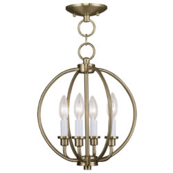 4 Light Antique Brass Chain Lantern/Ceiling Light fixture with Steel base material-Lighting LumensLantern