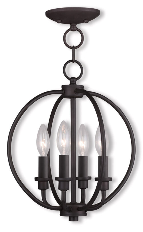 4 Light Bronze Lantern/Ceiling Light fixture with Steel base material-Lighting LumensLantern