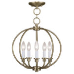 5 Light Antique Brass Chain Lantern/Ceiling Light fixture with Steel base material-Lighting LumensLantern