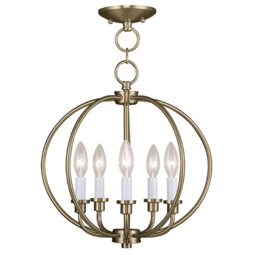 5 Light Antique Brass Chain Lantern/Ceiling Light fixture with Steel base material-Lighting LumensLantern