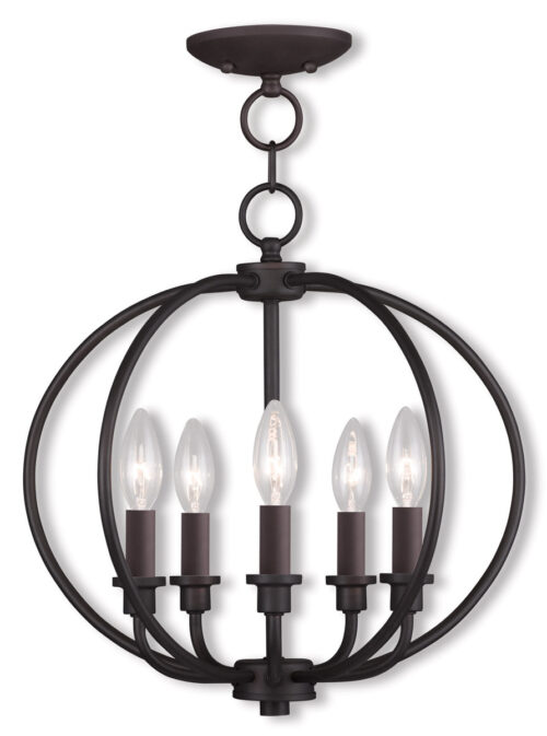 5 Light Bronze Lantern/Ceiling Light fixture with Steel base material-Lighting LumensLantern