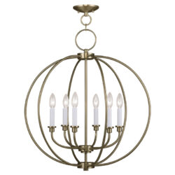 6 Light Antique Brass Chandelier with Steel base material-Lighting LumensChandeliers