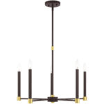 4 Light Black Chandelier with Hand Crafted Off White Fabric Hardback Shade-Lighting LumensChandeliers