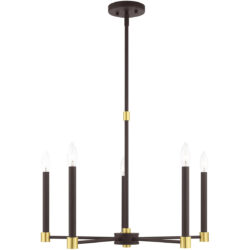 4 Light Black Chandelier with Hand Crafted Off White Fabric Hardback Shade-Lighting LumensChandeliers