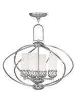 4 Light Brushed Nickel Chandelier with Hand Blown Satin White Glass Shade-Lighting LumensChandeliers