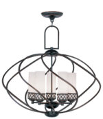 5 Light Olde Bronze Chandelier with Hand Blown Satin White Glass Shade-Lighting LumensChandeliers