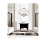 5 Light Brushed Nickel Chandelier with Hand Blown Satin White Glass Shade-Lighting LumensChandeliers