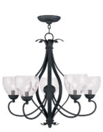 5 Light Black Chandelier with Hand Blown Clear Water Glass Shade-Lighting LumensChandeliers