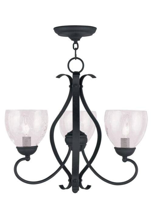 3 Light Black Chandelier with Hand Blown Clear Water Glass Shade-Lighting LumensChandeliers