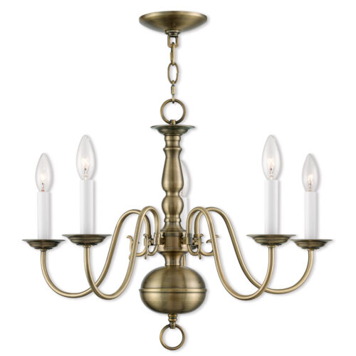 5 Light Antique Brass Chandelier with Steel base material-Lighting LumensChandeliers