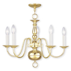 5 Light Polished Brass Chandelier with Steel base material-Lighting LumensChandeliers