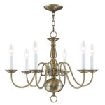 6 Light Antique Brass Chandelier with Steel base material-Lighting LumensChandeliers