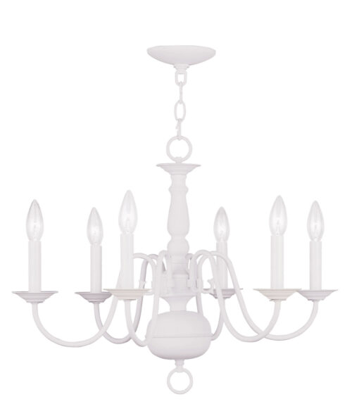 6 Light White Chandelier with Steel base material-Lighting LumensChandeliers