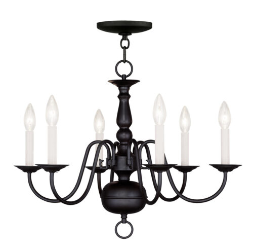 6 Light Black Chandelier with Steel base material-Lighting LumensChandeliers