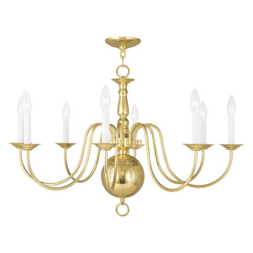 8 Light Polished Brass Chandelier with Steel base material-Lighting LumensChandeliers