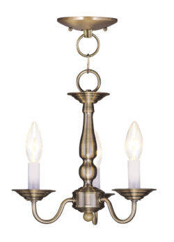 3 Light Antique Brass Chain Hang/Ceiling Light fixture with Steel base material-Lighting LumensFlush Mount Ceiling Lights