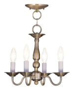 4 Light Antique Brass Chain Hang/Ceiling Light fixture with Steel base material-Lighting LumensChandeliers