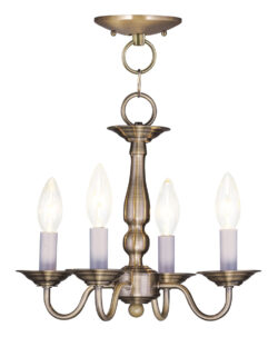 4 Light Antique Brass Chain Hang/Ceiling Light fixture with Steel base material-Lighting LumensChandeliers