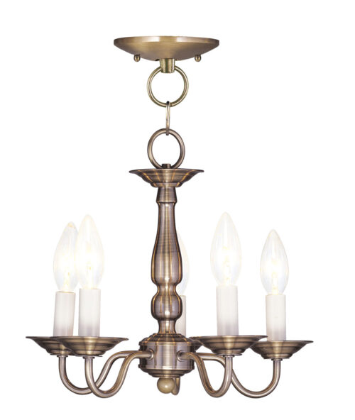 5 Light Antique Brass Chain Hang/Ceiling Light fixture with Steel base material-Lighting LumensChandeliers