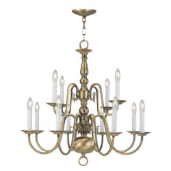 12 Light Antique Brass Chandelier with Steel base material-Lighting LumensChandeliers