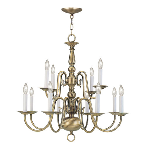 12 Light Antique Brass Chandelier with Steel base material-Lighting LumensChandeliers