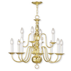 12 Light Polished Brass Chandelier with Steel base material-Lighting LumensChandeliers