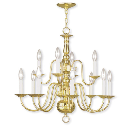 12 Light Polished Brass Chandelier with Steel base material-Lighting LumensChandeliers