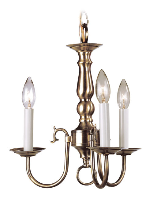 3 Light Antique Brass Mini Chandelier with Steel base material-Lighting LumensChandeliers