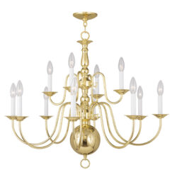 12 Light Polished Brass Chandelier with Steel base material-Lighting LumensChandeliers