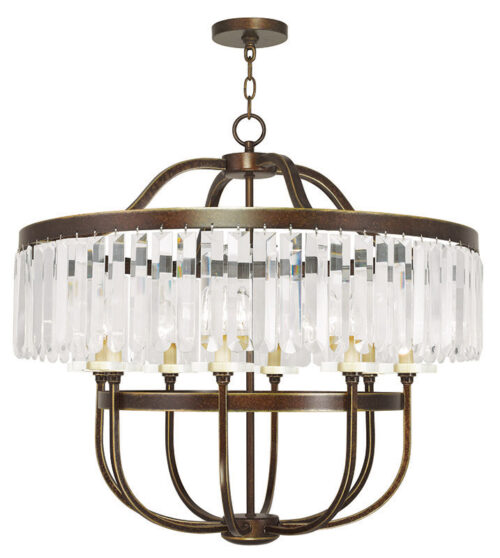 8 Light Palacial Bronze Chandelier with Clear Crystals Shade-Lighting LumensChandeliers