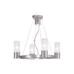 4 Light Polished Chrome Chandelier with Hand Crafted Clear Fluted Glass Shade-Lighting LumensChandeliers