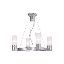 4 Light Polished Chrome Chandelier with Hand Crafted Clear Fluted Glass Shade-Lighting LumensChandeliers