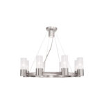 8 Light Brushed Nickel Chandelier with Hand Crafted Clear Fluted Glass Shade-Lighting LumensChandeliers