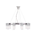 10 Light Polished Chrome Chandelier with Hand Crafted Clear Fluted Glass Shade-Lighting LumensChandeliers