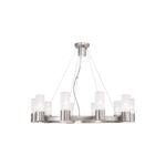 10 Light Brushed Nickel Chandelier with Hand Crafted Clear Fluted Glass Shade-Lighting LumensChandeliers