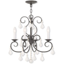 4 Light English Bronze Mini Chandelier with Clear Crystals Shade-Lighting LumensChandeliers